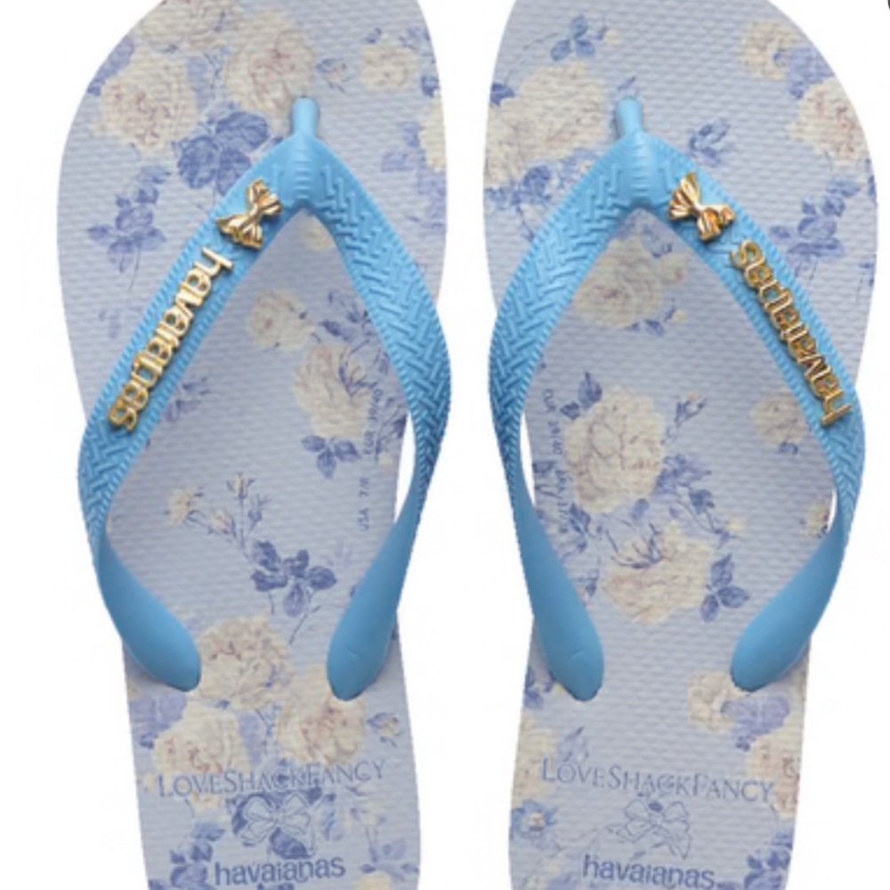 Blue Floral Sandals with Embellished Straps